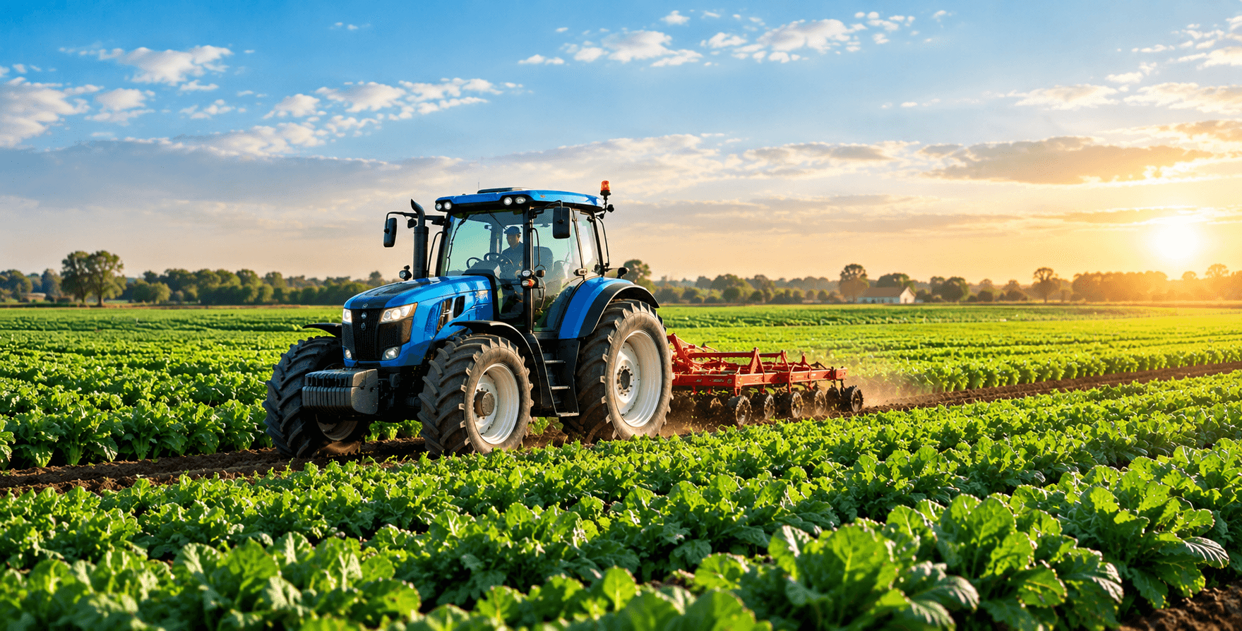 Agricultural machinery working in farmland