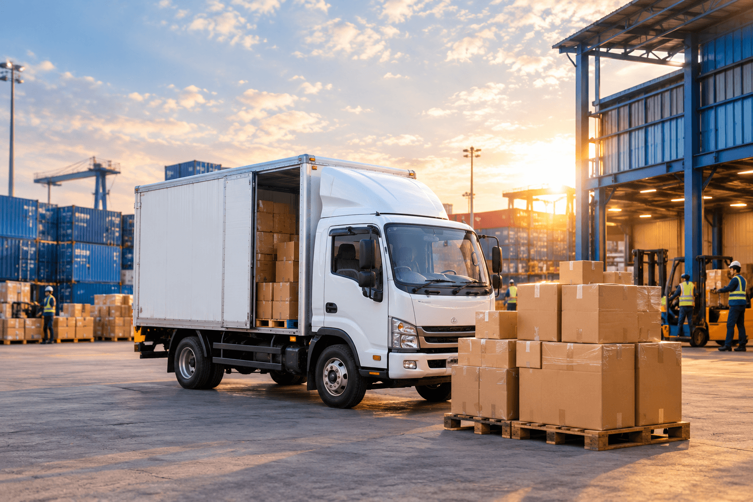 Delivery truck carrying packages to their destination
